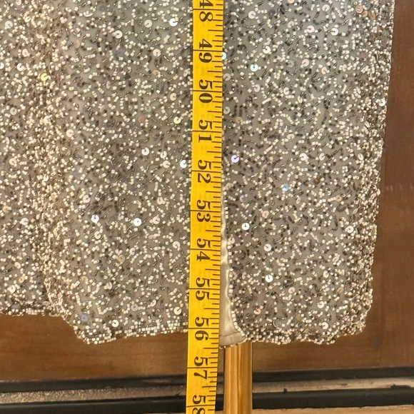 Vintage Scala Silver Hand Beaded 100% Silk Formal Dress Gown - Picture 11 of 16